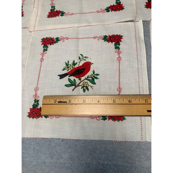 Vintage Cranston Print Works Christmas Bird Quilt Squares Set 7 8.5" Cotton Fabr - Picture 9 of 9